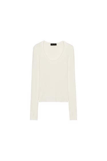 WOOL BLEND RIB KNIT JUMPER - White by Zara