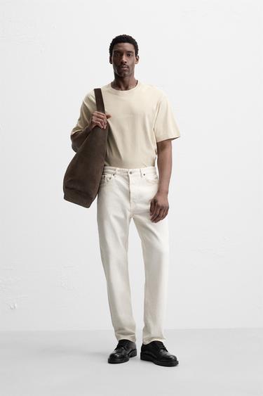 T-SHIRT WITH EMBROIDERED SLOGAN - Stone by Zara - Image 0