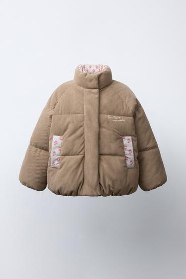 PATCHWORK CORDUROY PUFFER JACKET - camel by Zara