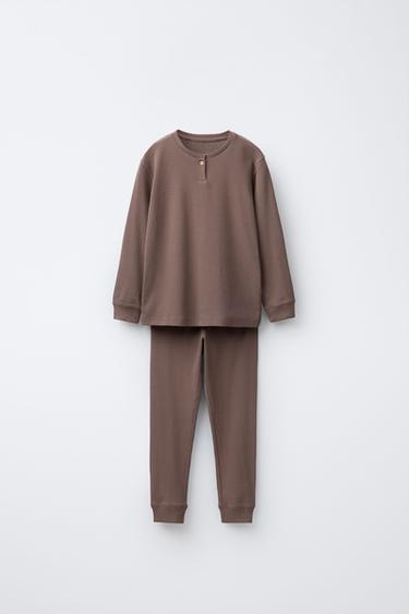 2-6 YEARS / PLAIN RIBBED PYJAMAS - Brown by Zara