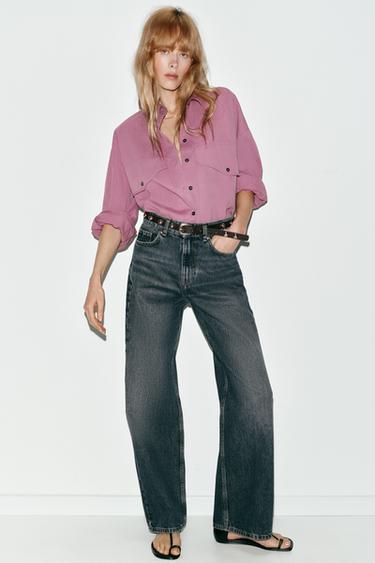 Z1975 STRAIGHT TAPERED HIGH-WAIST BELTED JEANS - Indigo by Zara