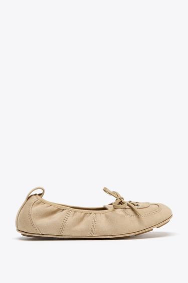 LACE-UP BALLERINAS - Sand Brown by Zara - Image 0
