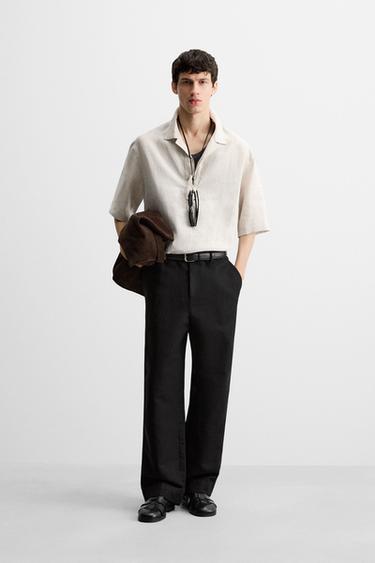 100% LINEN POLO SHIRT - Light beige by Zara - Image 0
