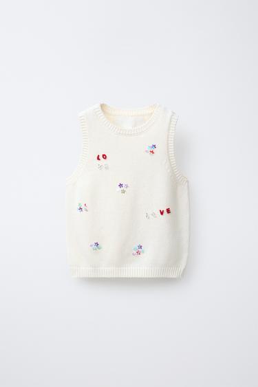 BEADED KNIT TOP - Ecru by Zara - Image 0