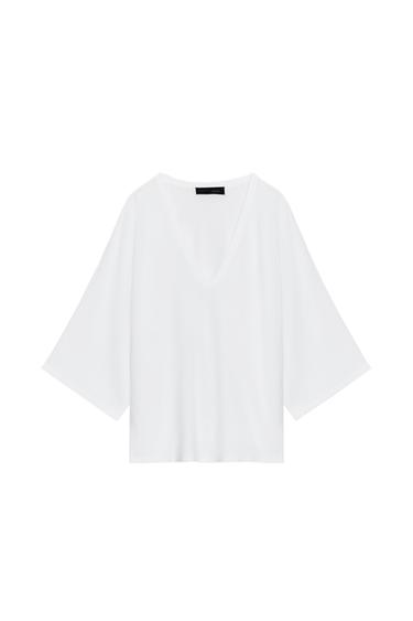FLUID V-NECK KNIT JUMPER - White by Zara