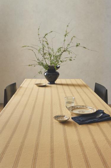 TABLECLOTH WITH DYED THREAD STRIPES - Mustard by Zara
