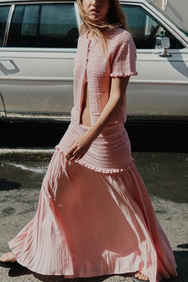 COMBINED KNIT SKIRT - Pink by Zara