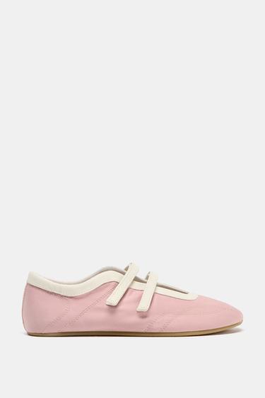 SATIN EFFECT TOPSTITCHED BALLERINAS - Pink by Zara