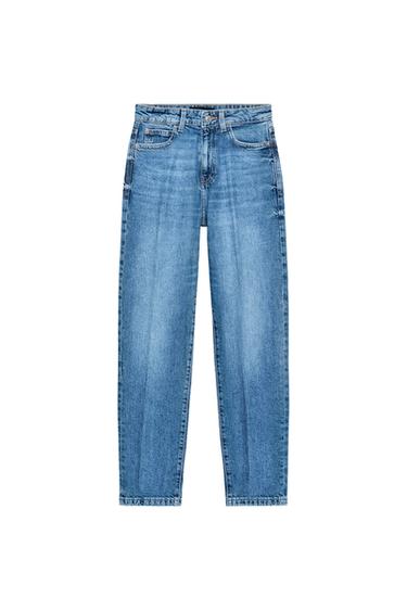 Z.01 MOM FIT HIGH-WAIST JEANS WITH PRESSED CREASE - Mid-blue by Zara