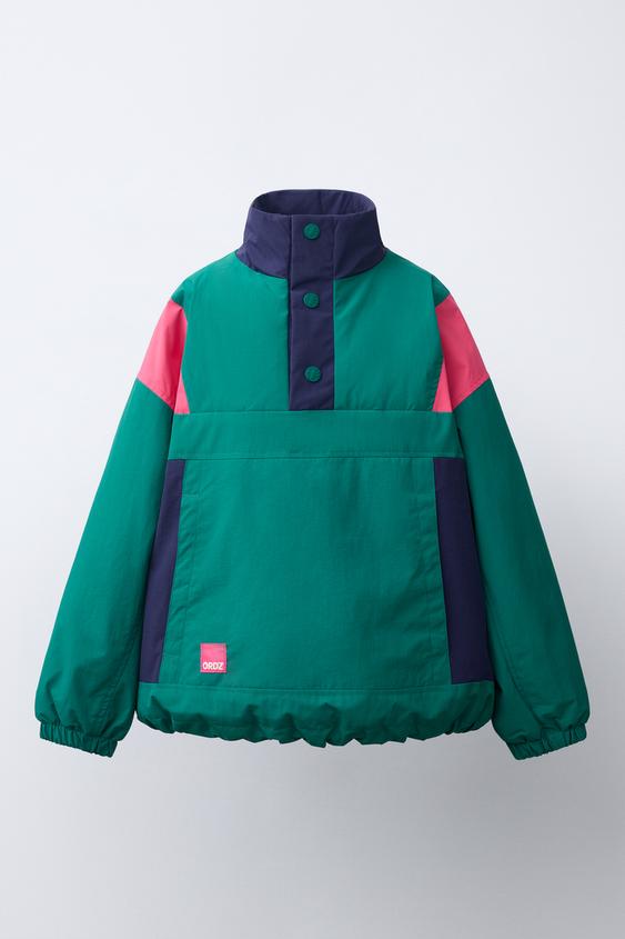 WATER-REPELLENT COLOUR BLOCK ANORAK - Emerald by Zara - Image 0