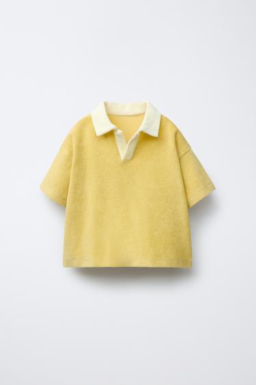 CONTRAST COLLAR TERRY POLO SHIRT - Yellow by Zara