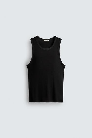 RIBBED TANK TOP - Black by Zara