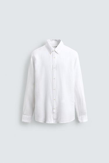 100% LINEN REGULAR FIT SHIRT - White by Zara