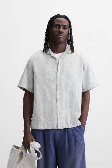 STRIPED JACQUARD SHIRT - Grey by Zara