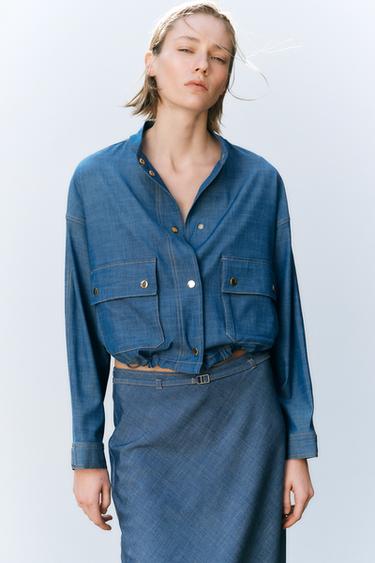BOMBER JACKET WITH POCKETS - Blue by Zara