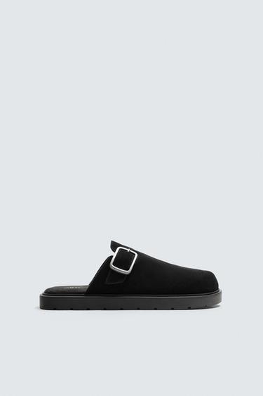 LEATHER BUCKLE CLOGS - Black by Zara