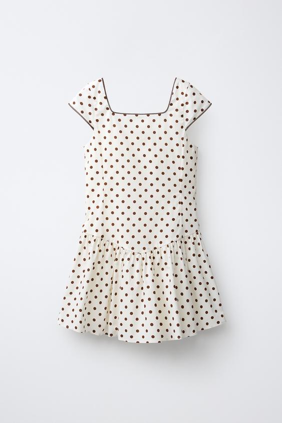 POLKA DOT DRESS - Ecru / Brown by Zara - Image 0