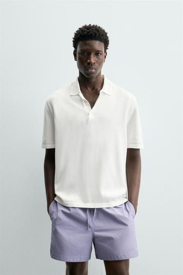 REGULAR FIT KNIT POLO SHIRT - White by Zara
