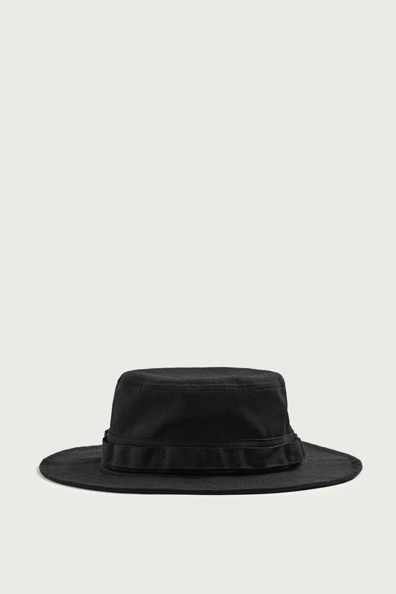 WIDE BRIM BUCKET HAT - Black by Zara - Image 0