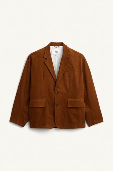 LIMITED EDITION RELAXED FIT CORDUROY SUIT BLAZER - Brown by Zara