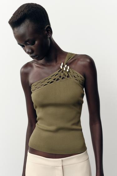 ASYMMETRIC KNIT TOP - Green by Zara