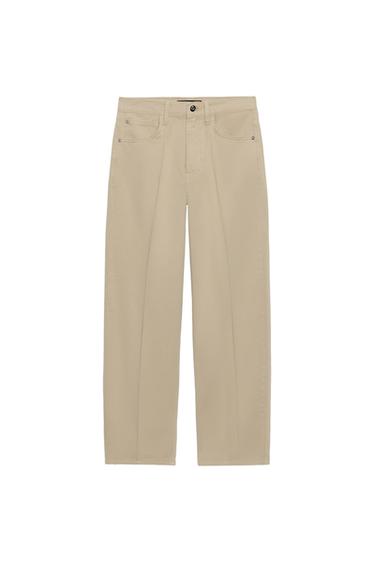 BARREL TROUSERS WITH IRONED CREASE - Light camel by Zara