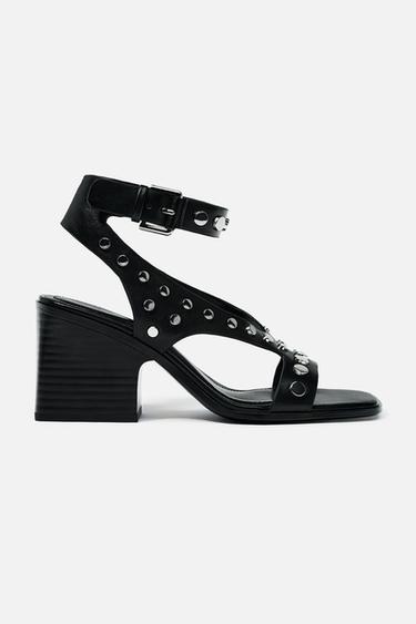 HIGH HEEL STUDDED SANDALS - Black by Zara