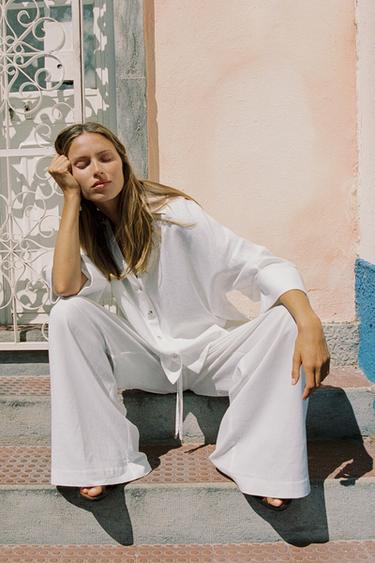 WIDE-SLEEVE LINEN BLEND SHIRT - White by Zara