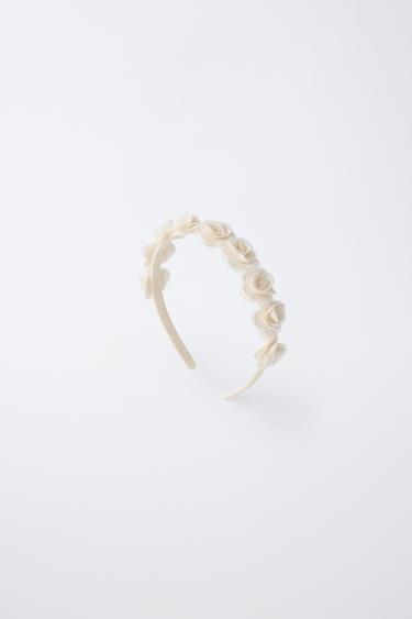 FLORAL HEADBAND - Ecru by Zara