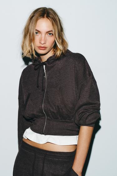 CROPPED HOODIE - Brown by Zara