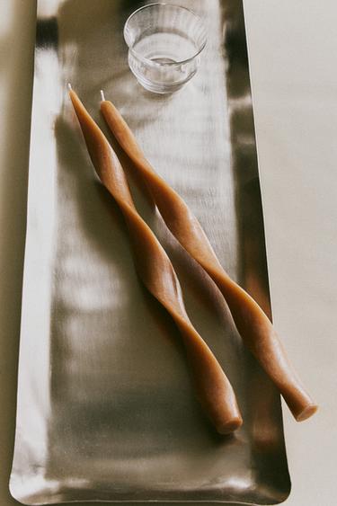 SET OF DECORATIVE POWDERED CANDLES (SET OF 2) - Cream by Zara