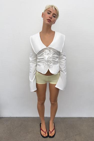 RUFFLED CONTRAST SHIRT - White by Zara