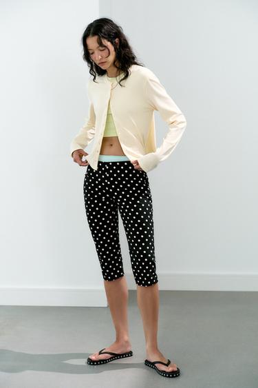 POLKA DOT CAPRI TROUSERS - Black / White by Zara