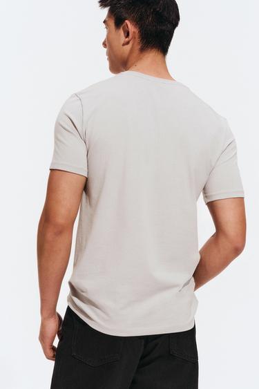 BASIC SLIM FIT T-SHIRT /01 - Pearl grey by Zara