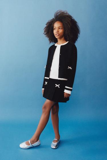 KNIT SKIRT WITH BOWS - Black by Zara