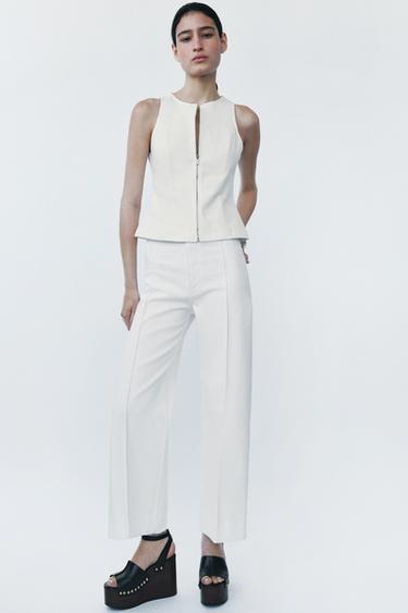 JEANS ZW COLLECTION TAILORED WIDE LEG HIGH-WAIST - Oyster-white by Zara - Image 0
