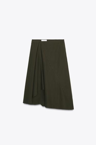 ASYMMETRIC SKIRT - Dark khaki by Zara