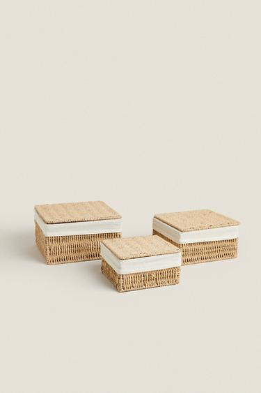 BASKET WITH FABRIC LINING - Light beige by Zara