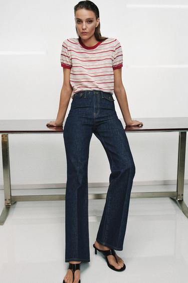 SHORT SLEEVE STRIPED KNIT TOP - Multicoloured by Zara