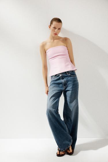 INTERLOCK BANDEAU TOP - Pink by Zara