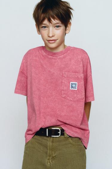 WASHED EFFECT SWEATSHIRT WITH POCKET PRINT - Pink marl by Zara