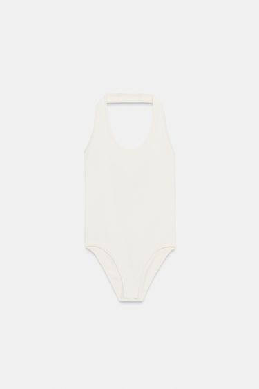 SEAMLESS HALTER BODYSUIT - Ecru by Zara
