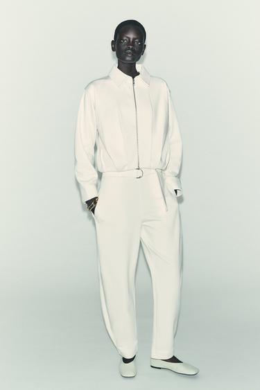 PLUSH TROUSERS WITH BELT - Ecru by Zara