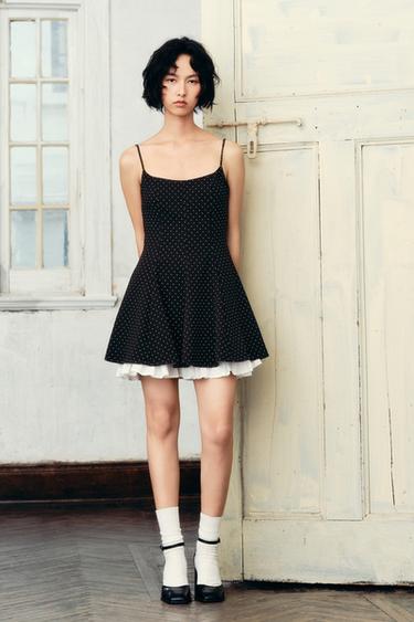 POLKA DOT COMBINATION DRESS - Black / White by Zara