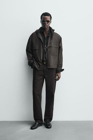 TECHNICAL HOODED JACKET - Brown by Zara