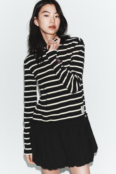 STRIPED COMBINED DRESS - Black by Zara