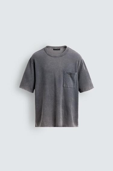 WASHED RELAXED FIT KNIT T-SHIRT - Faded blue by Zara