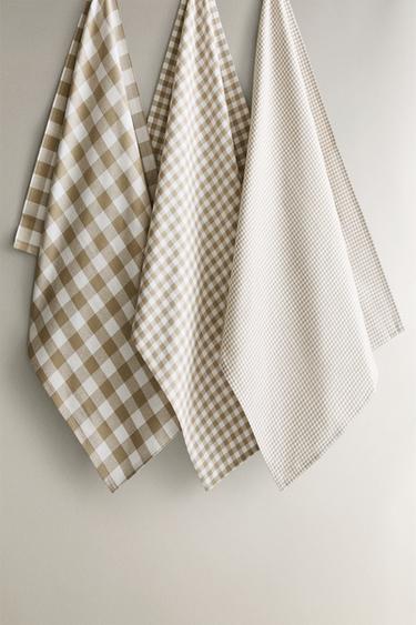 PACK OF DYED THREAD TEA TOWELS (PACK OF 3) - Beige by Zara