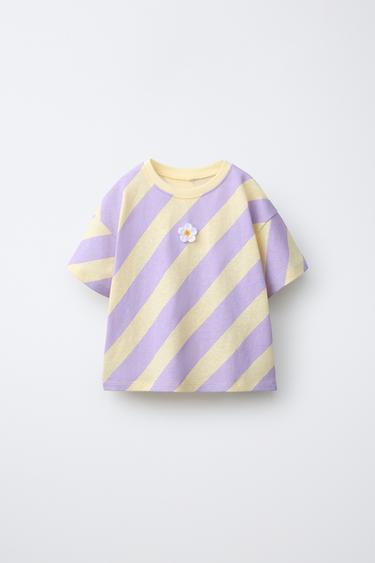 STRIPED T-SHIRT - Light mauve by Zara
