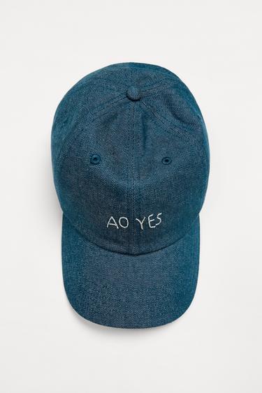 DENIM CAP WITH EMBROIDERY X AO YES - Light blue by Zara - Image 0